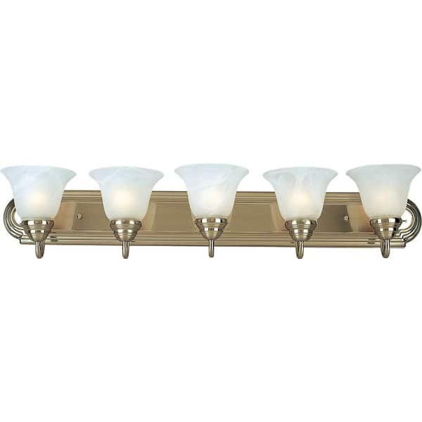 Maxim 5-Light Satin Nickel Bathroom Vanity Light, 36"