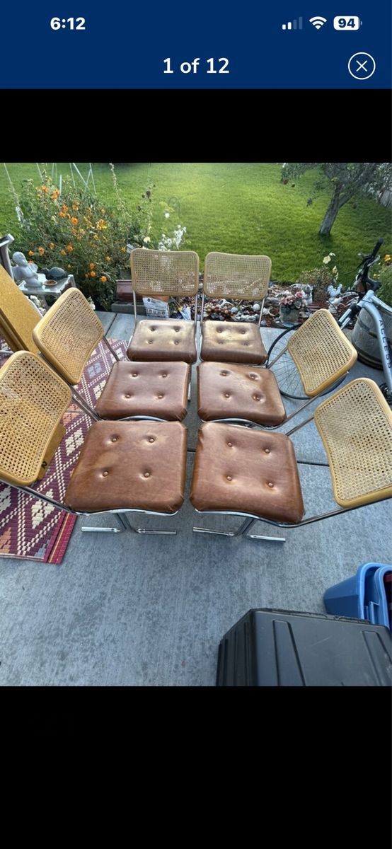 6 Retro Chairs 1976 Cal-Style Mid Century Tufted