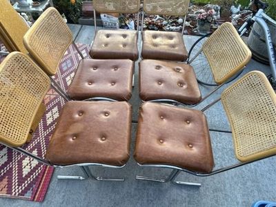 6 Retro Chairs 1976 Cal-Style Mid Century Tufted