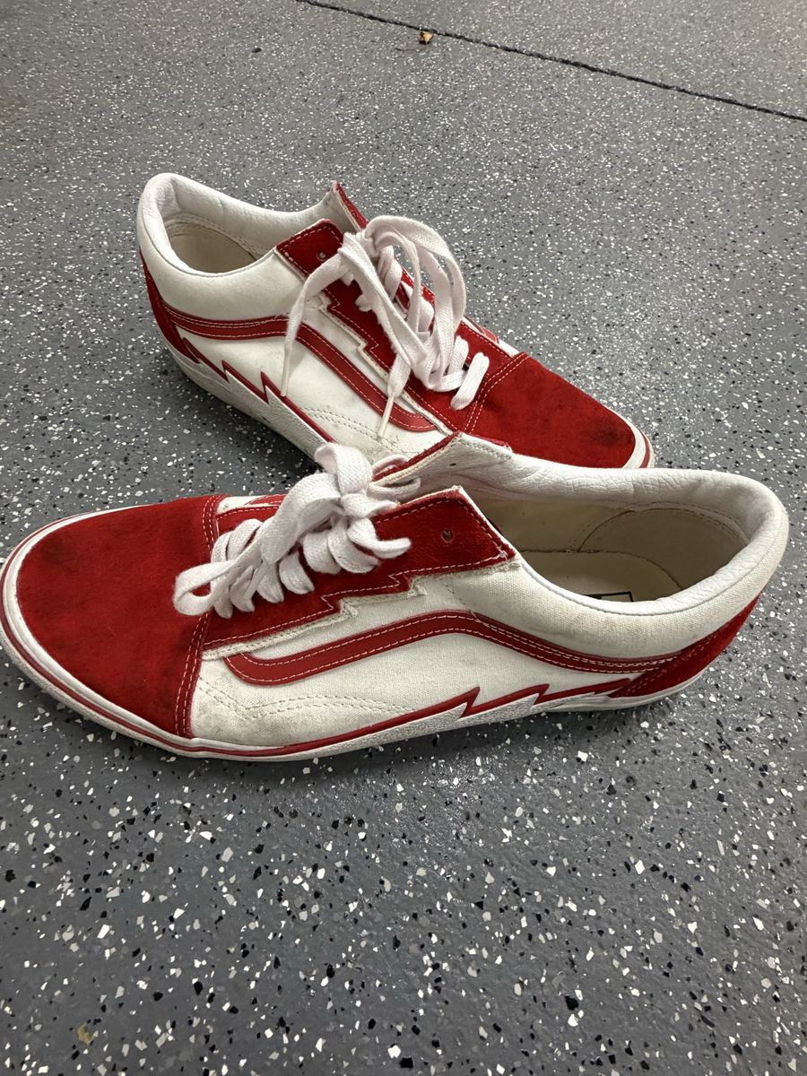 Revenge x Storm Red White Low Top Vans Suede Sneakers