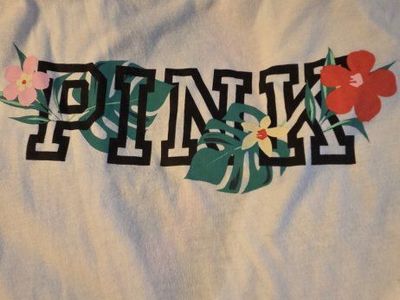 Victoria's Secret PINK White Open Back Tank Top & Logo Towel