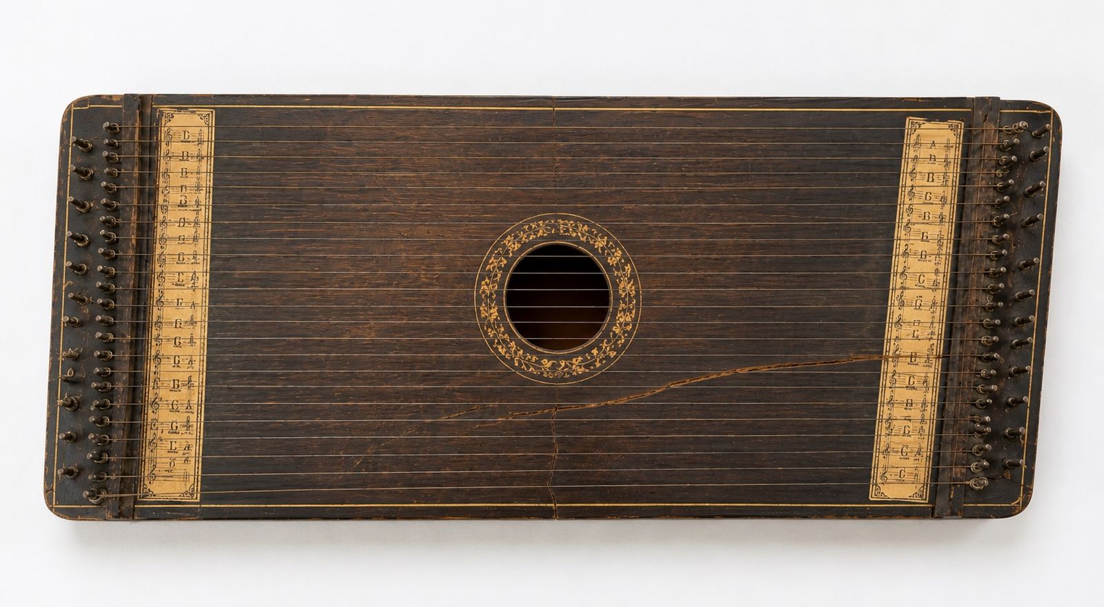 Antique 16-String Zither / Lap Harp Folk Instrument