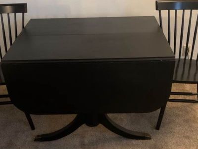 Drop Leaf Vintage Table With 2 Windsor Chairs