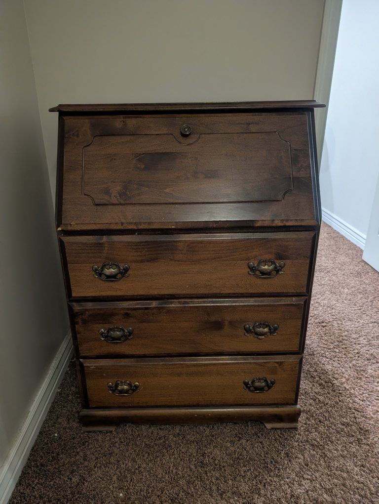 Vintage Dark Wood Secretary Desk dresser, chest of drawers