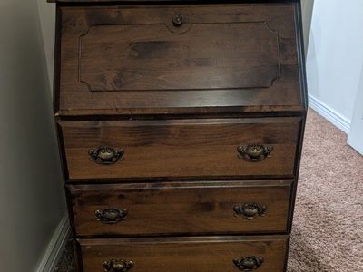 Vintage Dark Wood Secretary Desk dresser, chest of drawers