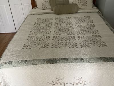 Queen bed frame and mattress