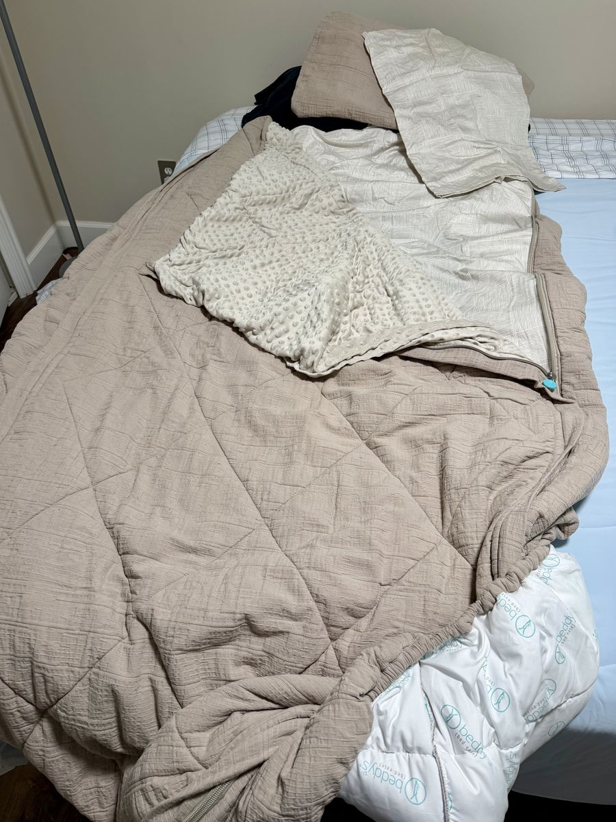 BEDDY's TWIN XL Natural Boho Minky set plus mattress pad