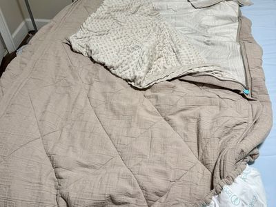 BEDDY's TWIN XL Natural Boho Minky set plus mattress pad