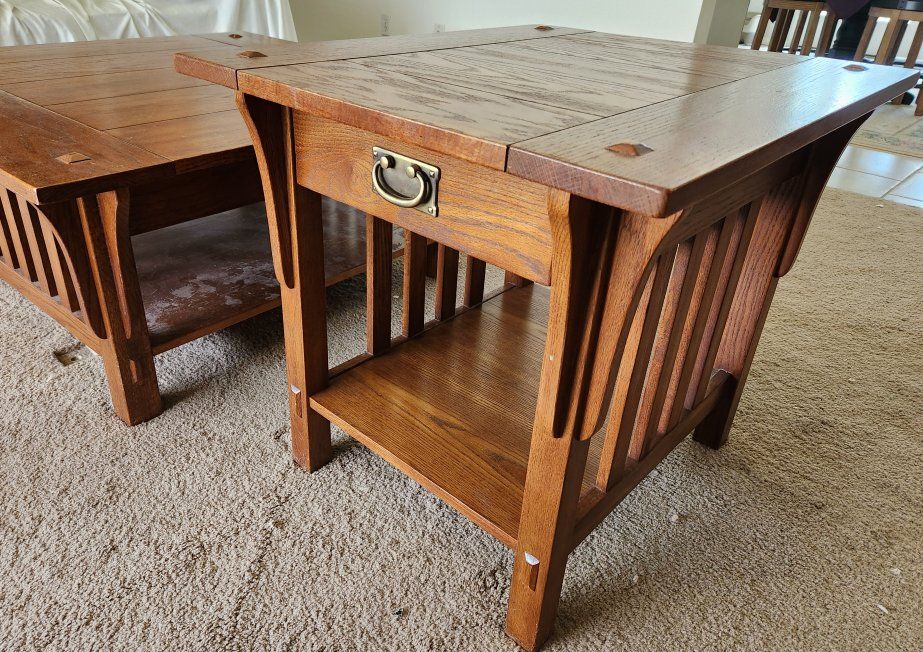 Oak Coffee and End Table Mission Style