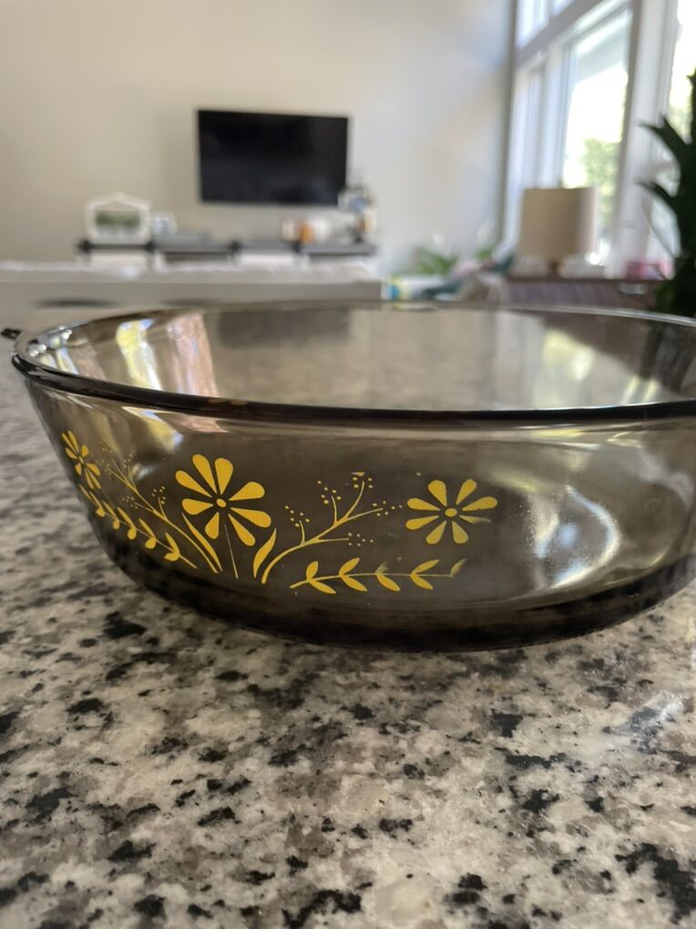 Vintage Jeanette Brown Yellow Casserole Dish