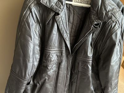 Garrett Vintage Brown Leather Jacket - Div of Reliable Sportswear - Men's Large, Quilted Nylon Tafetta Lining