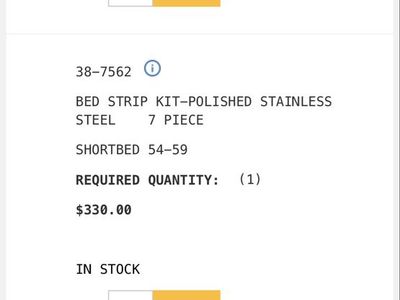 1954-1959 Chevy GMC Short Bed Stepside Polished Stainless Bed Strips