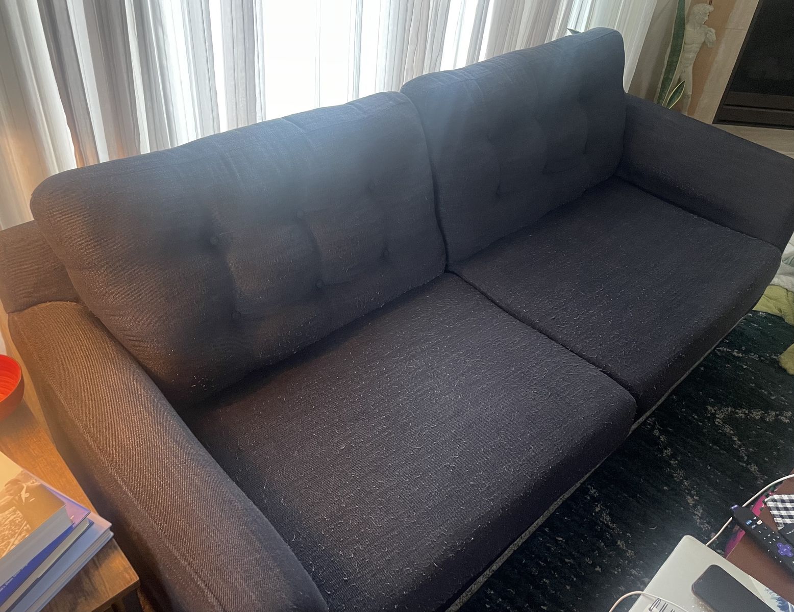 Navy Blue Tufted Sofa