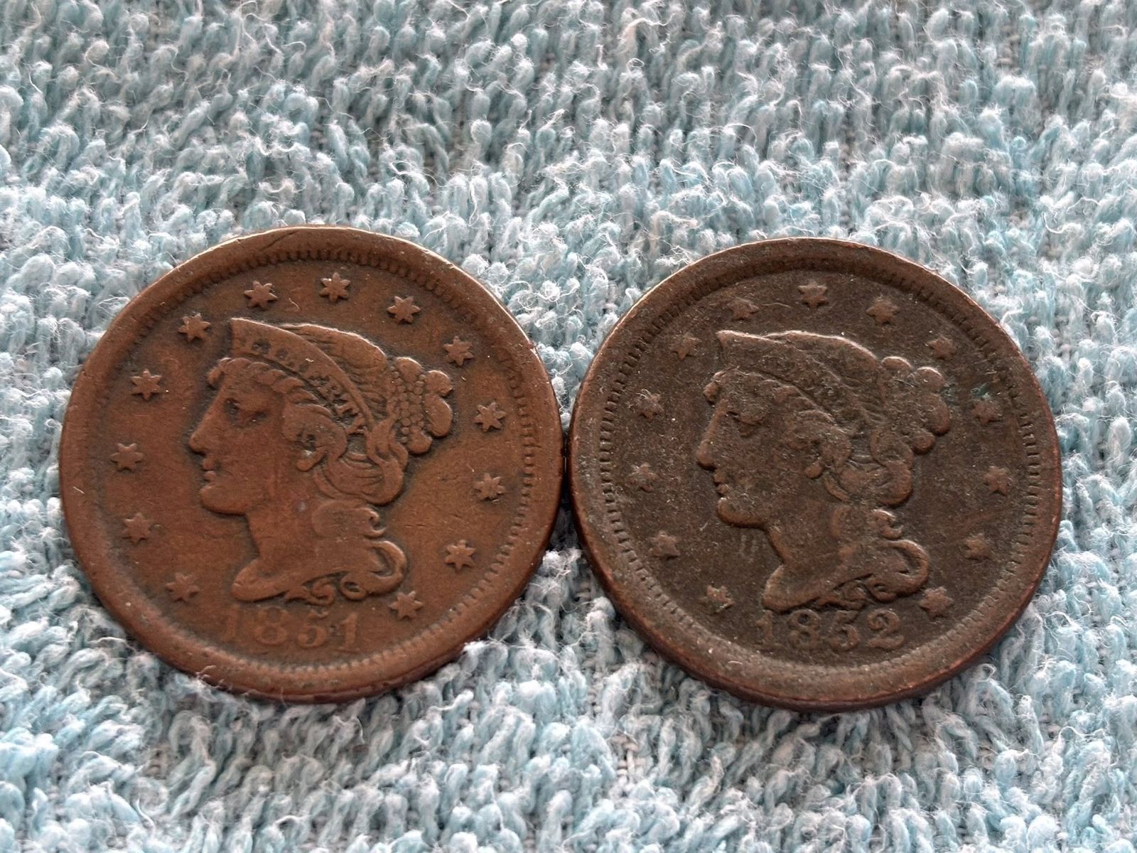   1851 & 1852 large cents $35 each