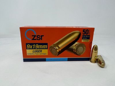 ZSR 9mm FMJ 115 Grain 1k Rounds