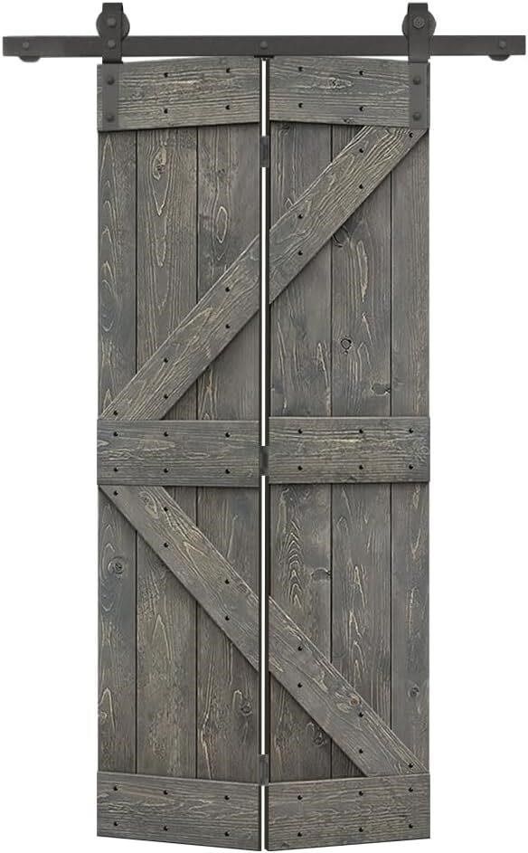 Calhome 24x84 Weather Gray Bi-Fold Barn Door