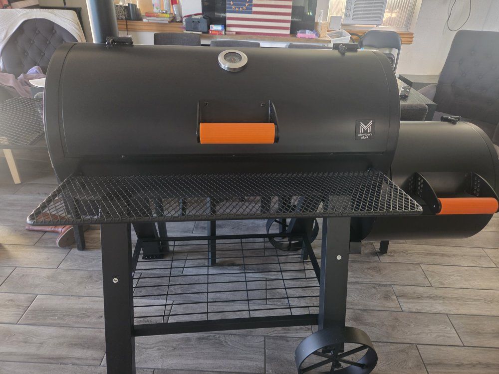 Member's Mark 35" Barrel Grill with Offset Smoker Outdoor BBQ Grill New