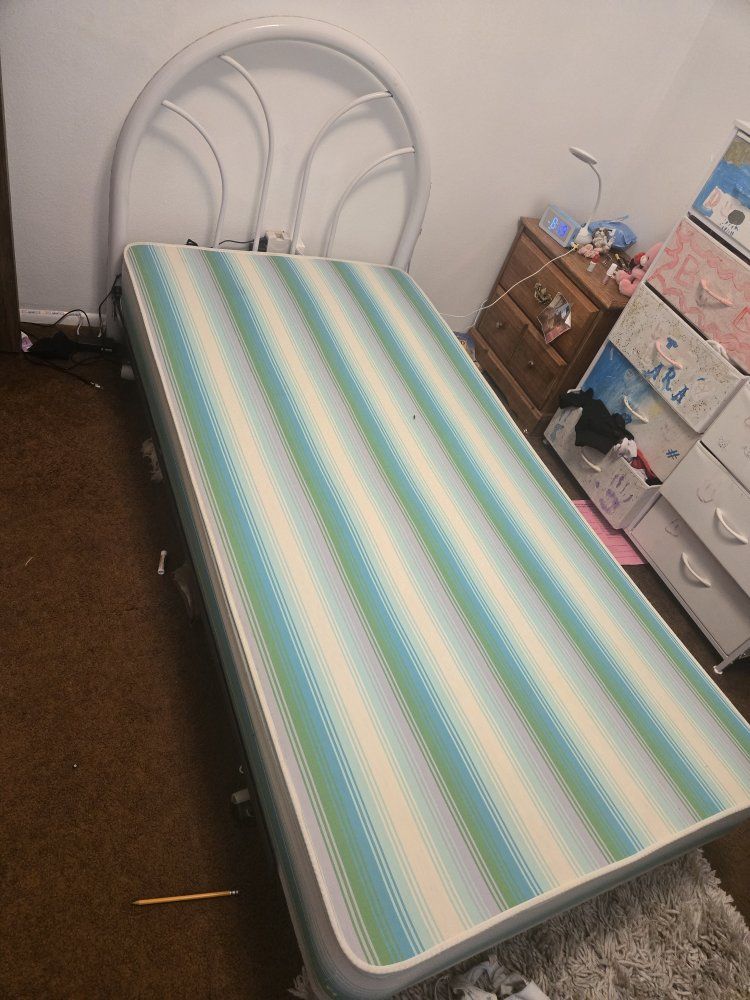 Used Twin Size Mattress - Striped Design, Ready for a New Home