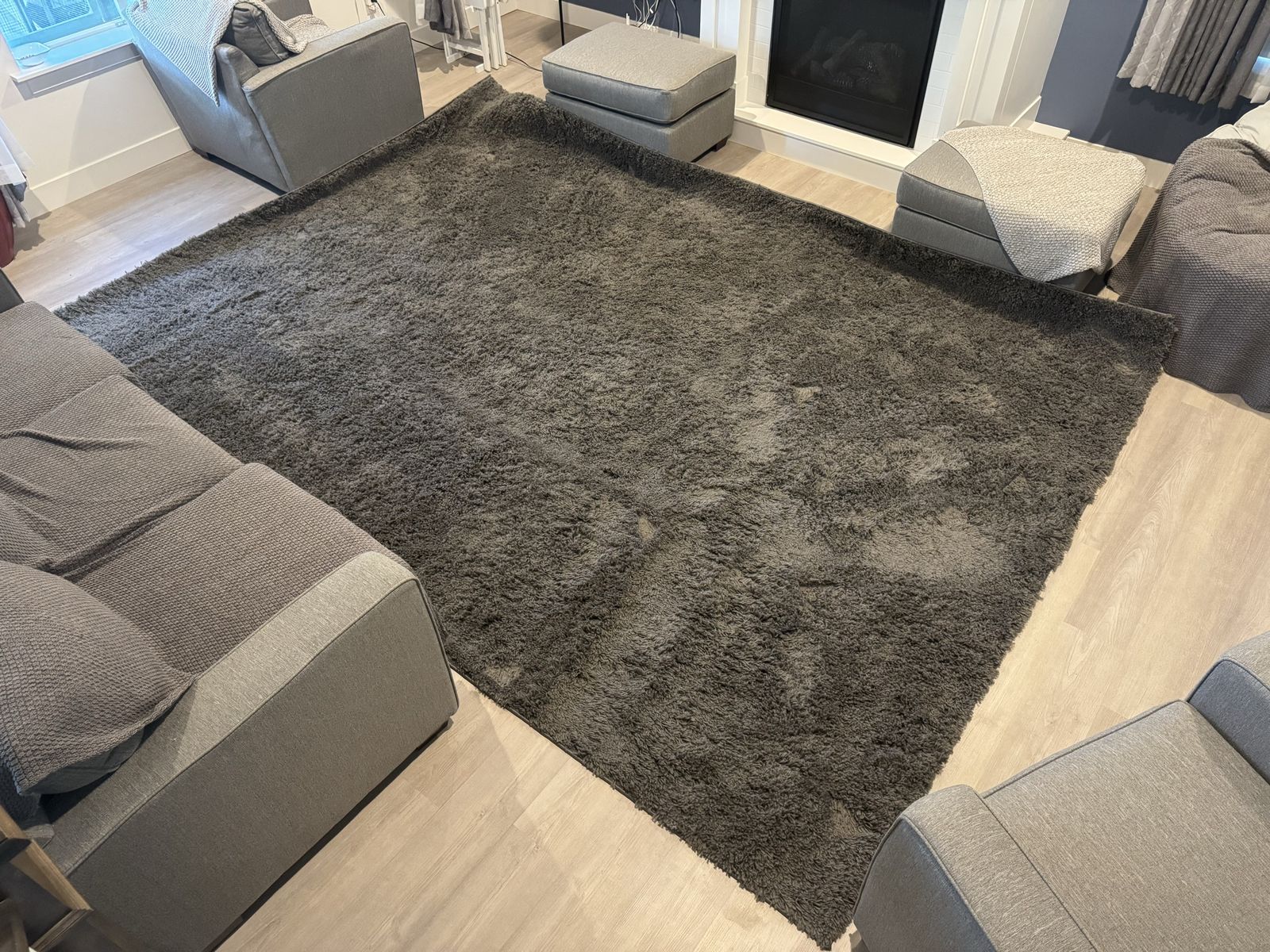 Giant 9x12 Dark Gray Shag Rug