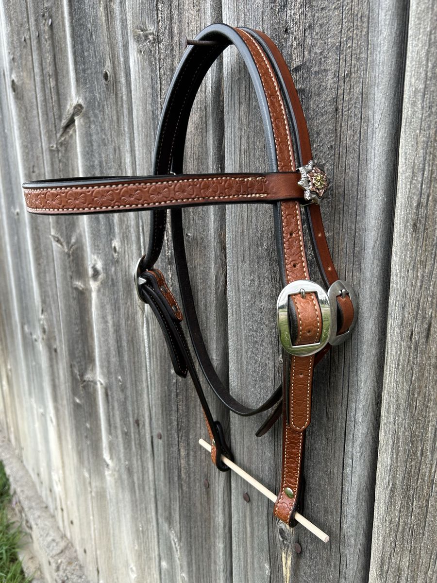 Floral Browband Headstall - Handmade