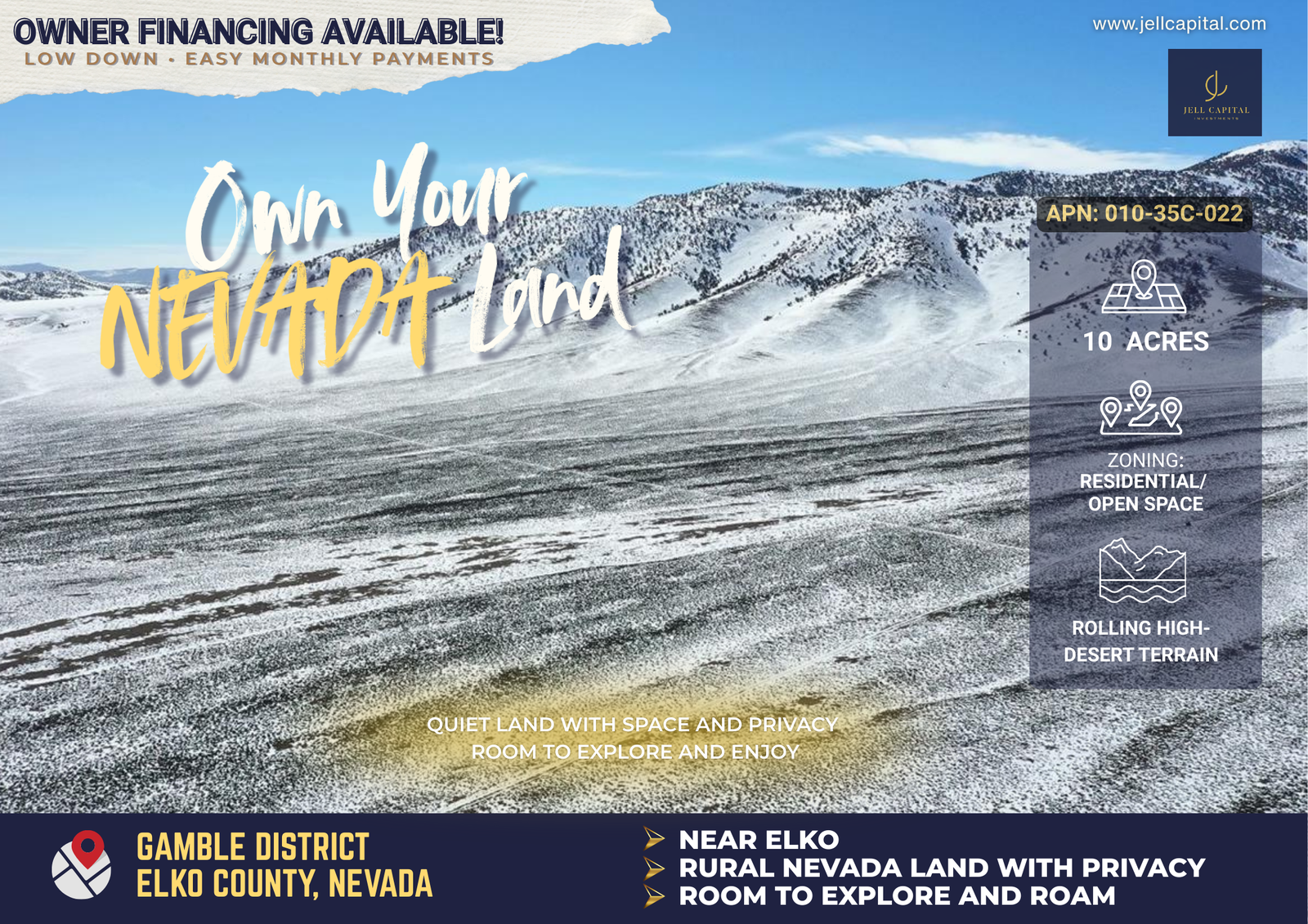 10 Acres Near Montello NV – Rolling Desert Land