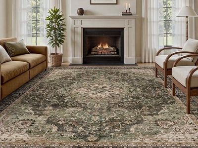 NEW 8'x10' Area Rugs for Living Room Washable Rugs Carpet Vintage Medallion Traditional Rug
