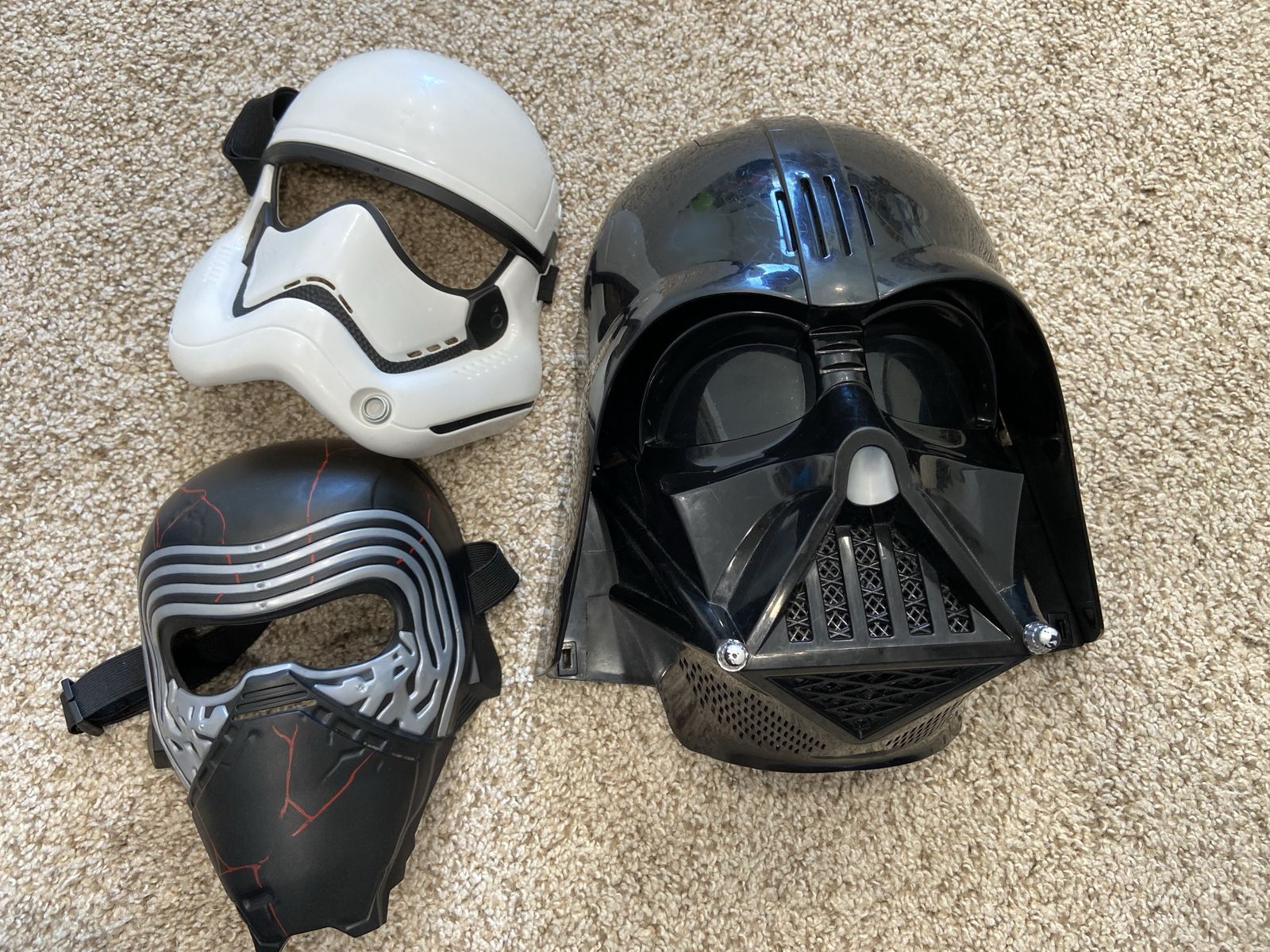 Star Wars Mask Lot: Darth Vader, Stormtrooper, Kylo Ren - Used Costume Masks for Play or Display