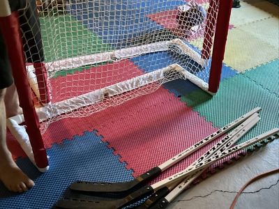 Mylec 48" Deluxe PVC Folding Hockey sets (2): 2-nets+4-sticks