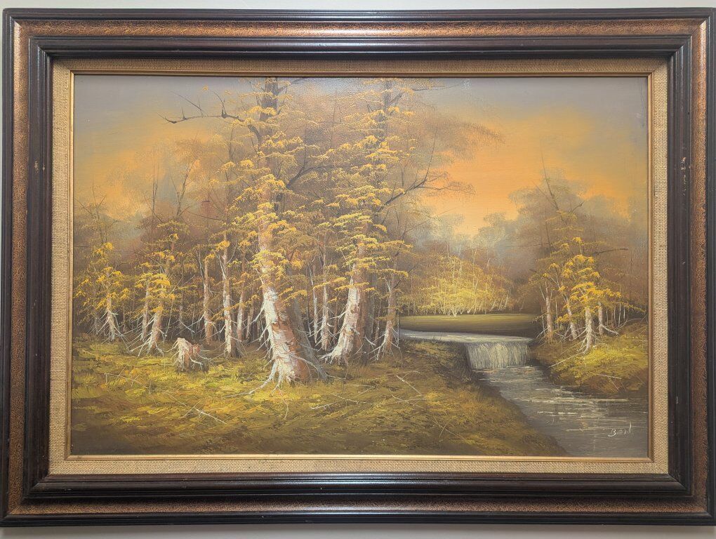 Large Forest "Bob Ross-Like" Oil Painting