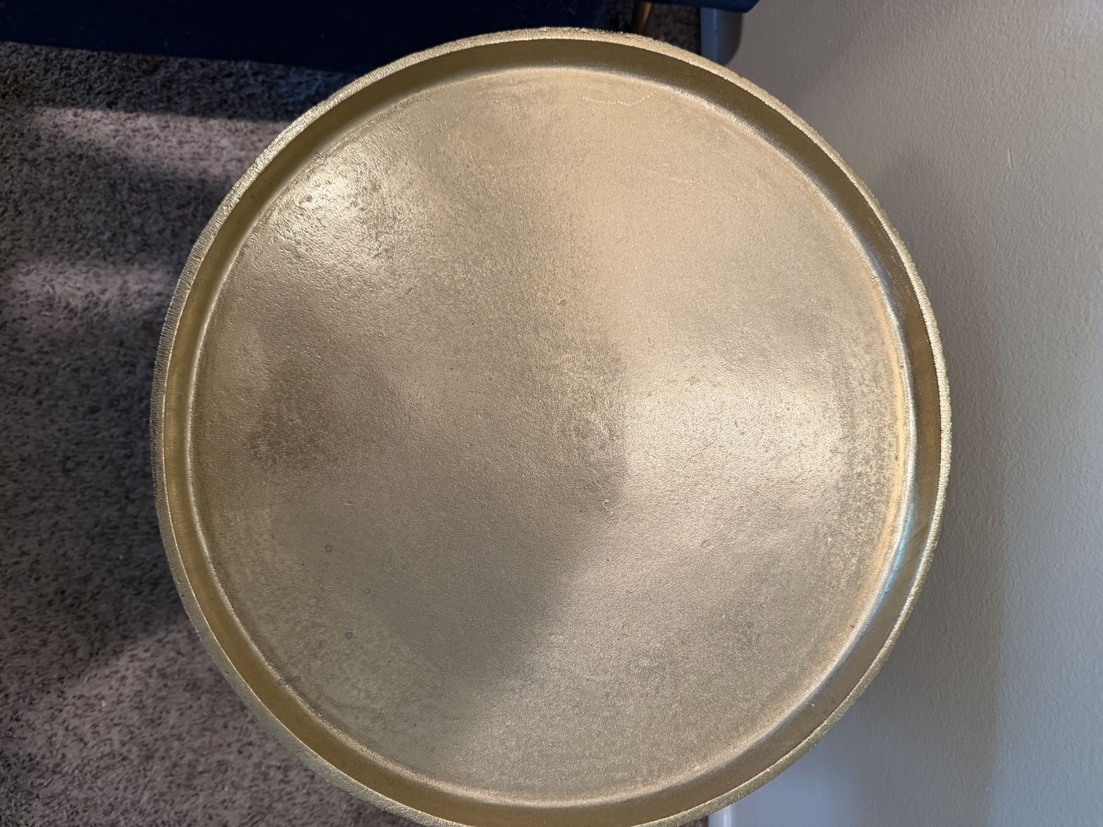 Round Gold Metal serving tray, decorative tray  - Modern Accent- Measures 17”