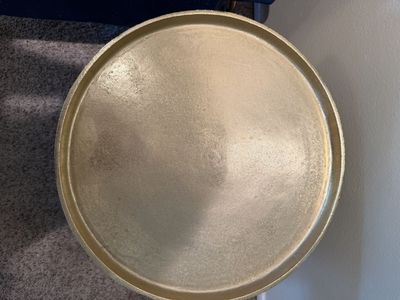 Round Gold Metal serving tray, decorative tray - Modern Accent- Measures 17”