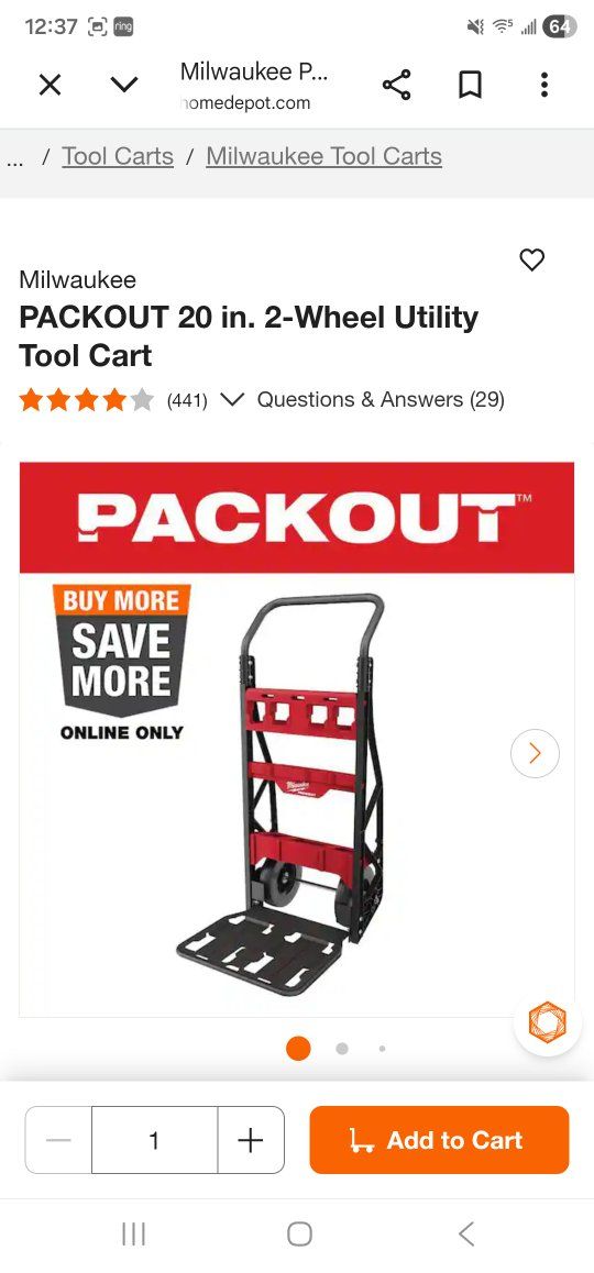 Milwaukee
PACKOUT 20 in. 2-Wheel Utility Tool Cart