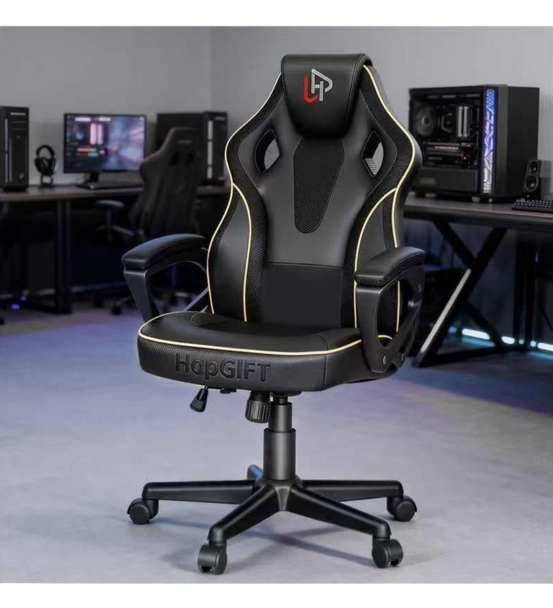 Gaming Chair, Ergonomic Computer Gaming Chairs with Link Armrest, PU Leather