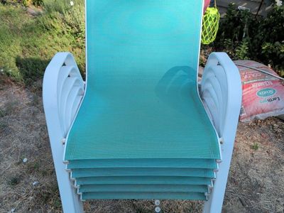 6 Lawn Deck Chairs Turquoise & White