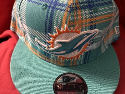 New Era 9FIFTY Miami Dolphins Plaid Snapback Hat Cap Teal Orange