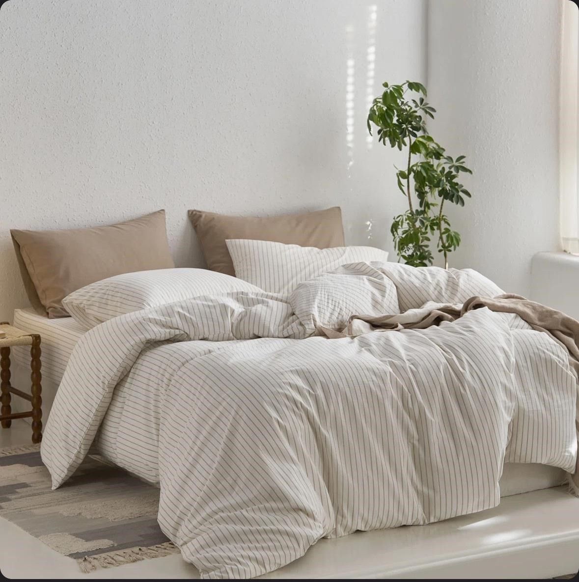 MooMee Striped Duvet Cover with 1 pillowcase twin size 100%