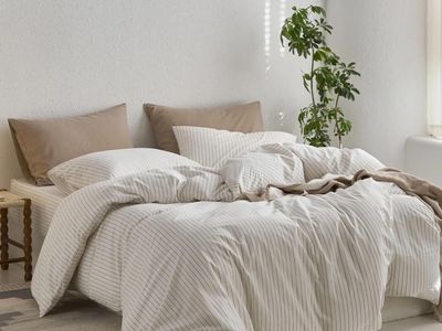 MooMee Striped Duvet Cover with 1 pillowcase twin size 100%