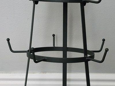 Metal Coffee Mug Rack & Cup Stand w/Utensil Bin