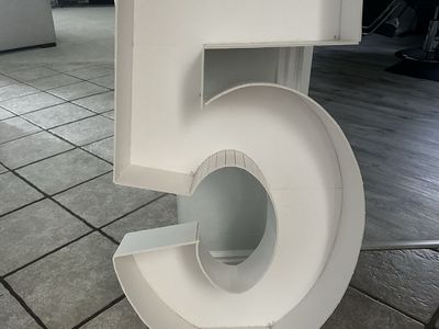 White Large Number 5 Marquee Letter Box for DIY Party Decor