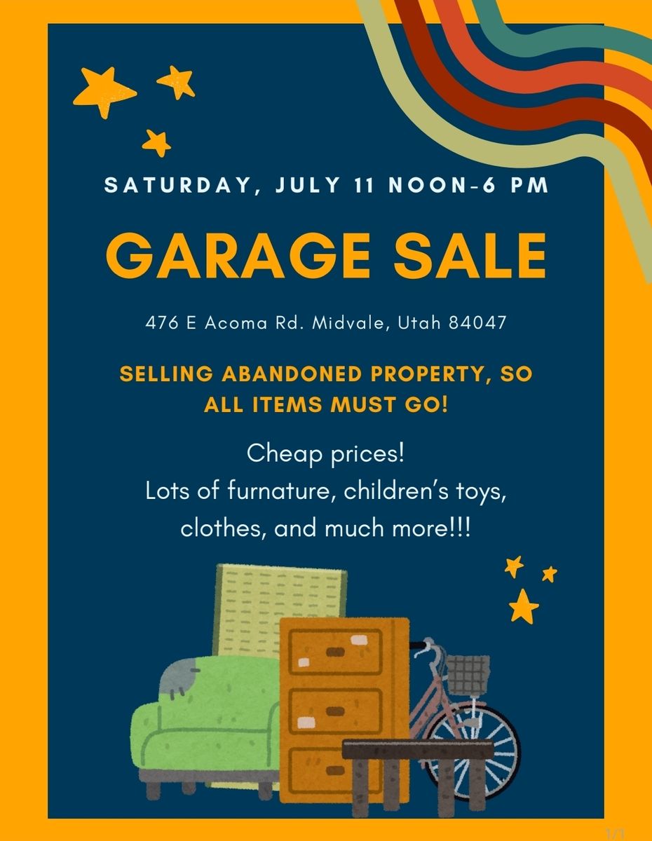 Public Sale July 11th Noon Midvale