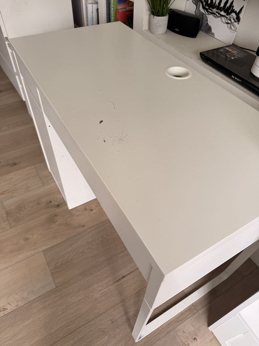 White Desk with Drawers & Cabinet