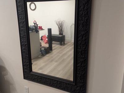 Large Wall Mirror with Charcoal Black Metal Frame