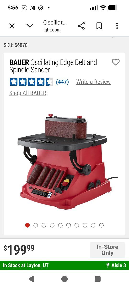 NEW in box

BAUER Oscillating Edge Spindle Sander Combo Tool Woodworking ($199 new)