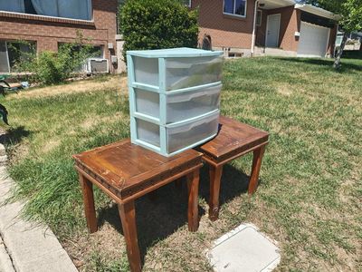 FREE Wooden End Tables & 3-Drawer Plastic Storage Unit