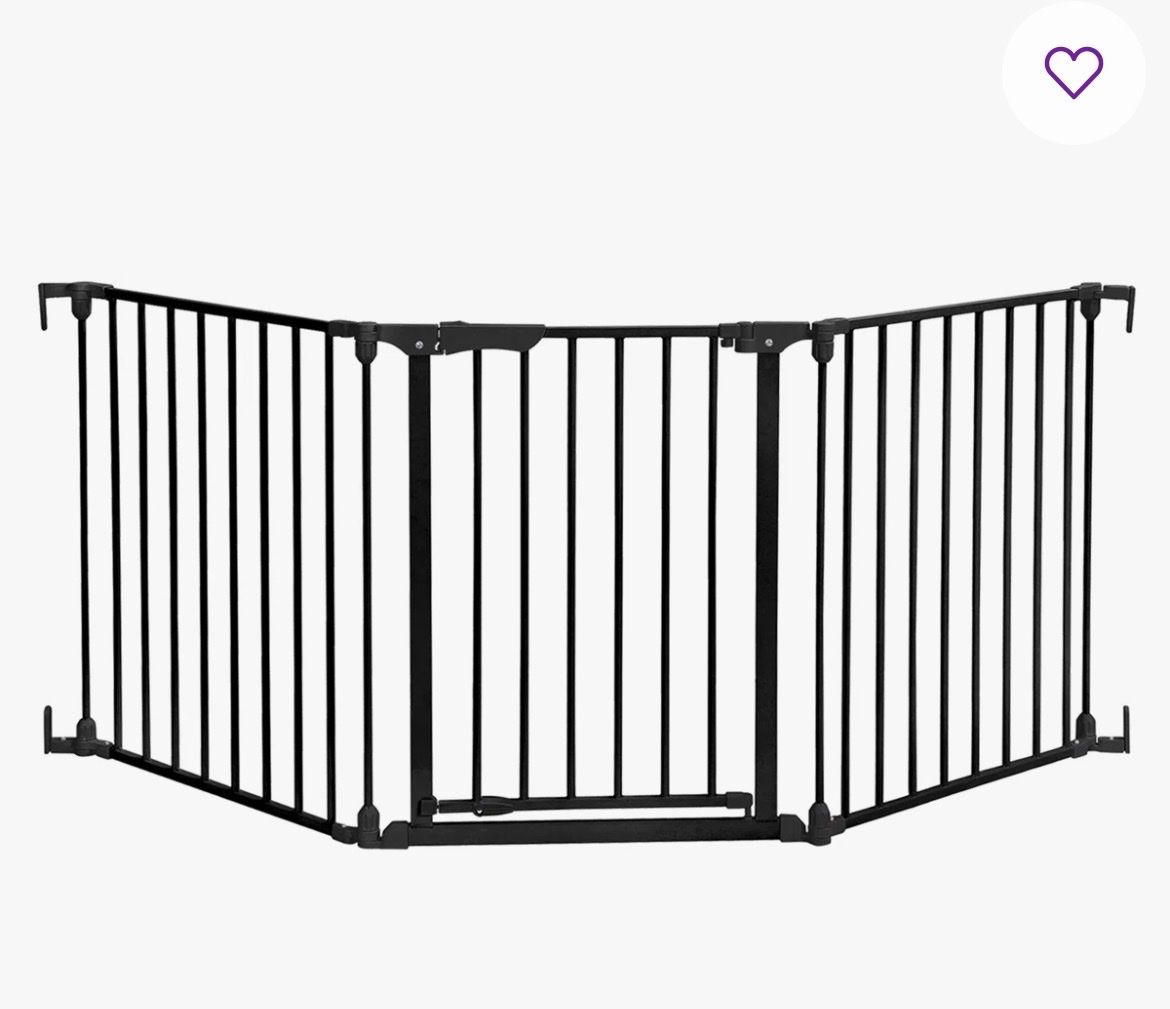 Dreambaby 3 panel Black Metal Baby Safety Gate with Walk-Through Door and banister adapters