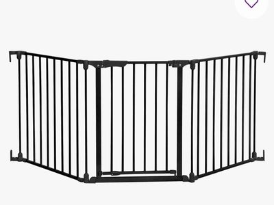 Dreambaby 3 panel Black Metal Baby Safety Gate with Walk-Through Door and banister adapters