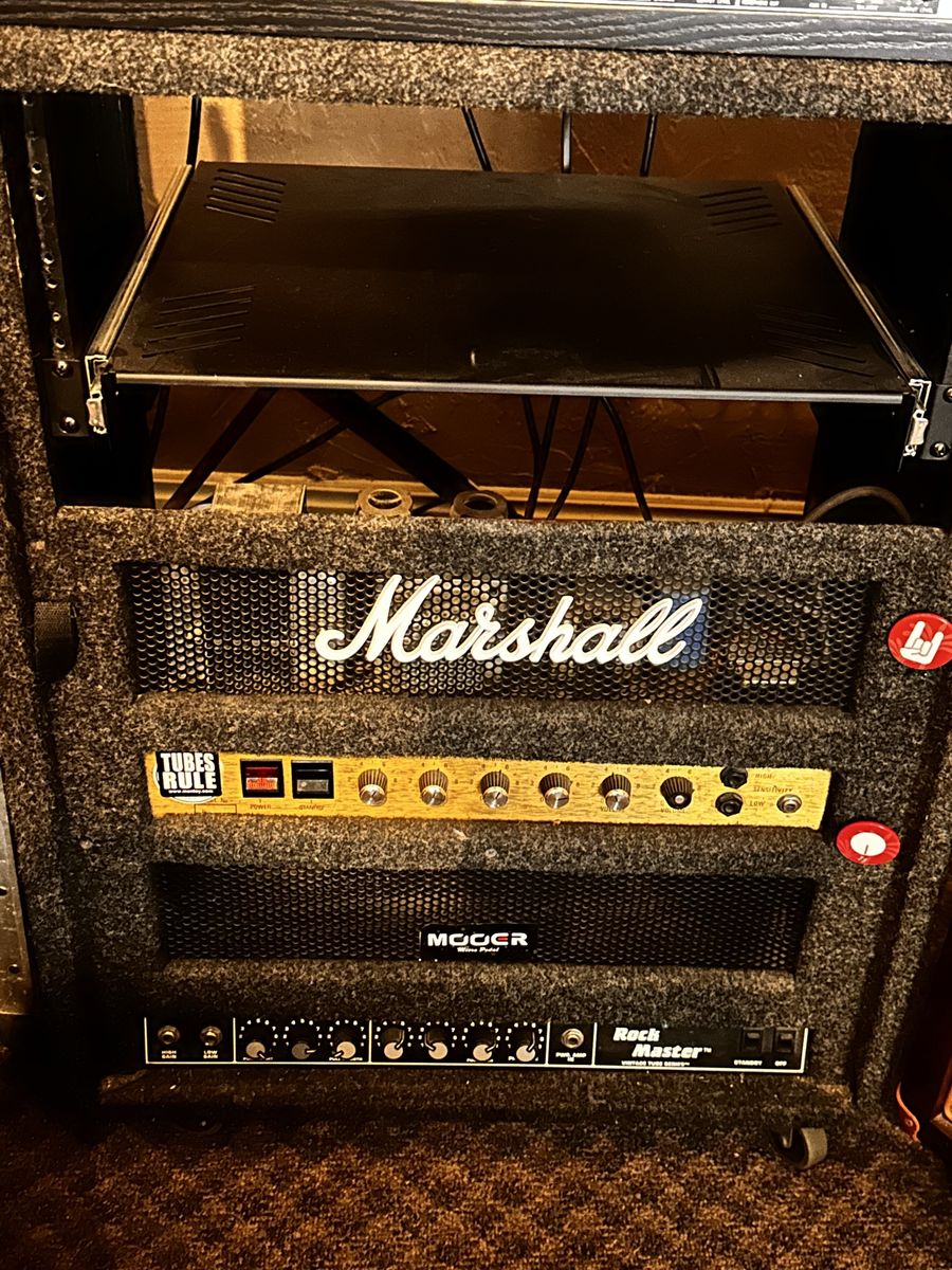 1979 Marshall JMP 2204 master Lead Guitar Amp Head - Vintage Tube Amplifier with 100 Watt Peavey Rockmaster head custom rack