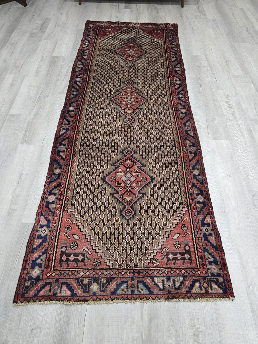 ~4x10 Handknotted Persian Wool Runner