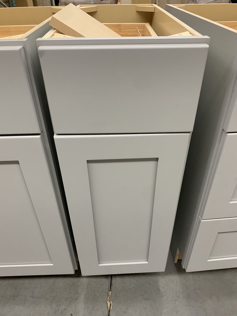 Hampton Bay Avondale 12 in. W x 24 in. D x 34.5 in. H Plywood Shaker Base Kitchen Cabinet in Dove Gray