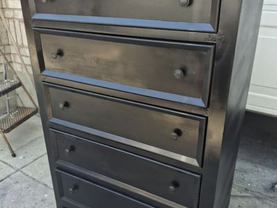 real wood black 5 drawers dresser
